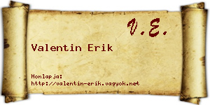 Valentin Erik névjegykártya